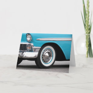 Tarjeta Coche turquesa Retro 1956 para un cumpleaños