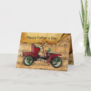 TARJETA COCHE VINTAGE DÍA DEL PADRE MUSICAL