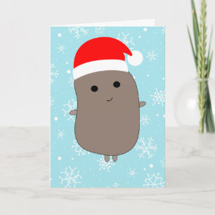 Tarjeta Cochinilla divertida de copos de nieve azules de N