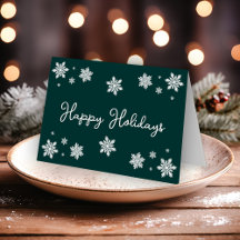 Cochitos Copos de Nieve Felices Fiestas Verde Oscu