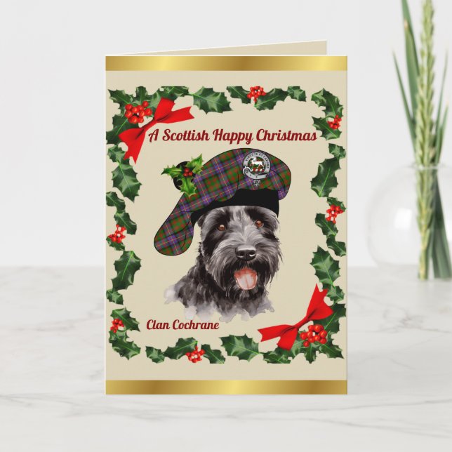 Tarjeta Cochrane Scottie Dog Personalized Xmas (Anverso)