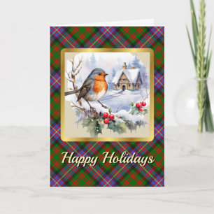Tarjeta Cochrane Tartan con Robin Personalizado Navidad