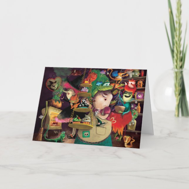 Tarjeta Cocina de las brujas de Halloween (Anverso)