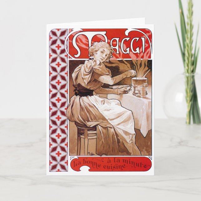 Tarjeta Cocina femenina, Alphonse Mucha (Anverso)