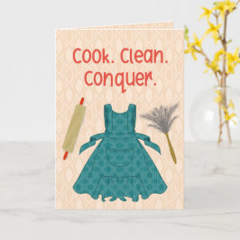 Tarjeta Cocina. Limpia. Conquista. – Motivación Retro