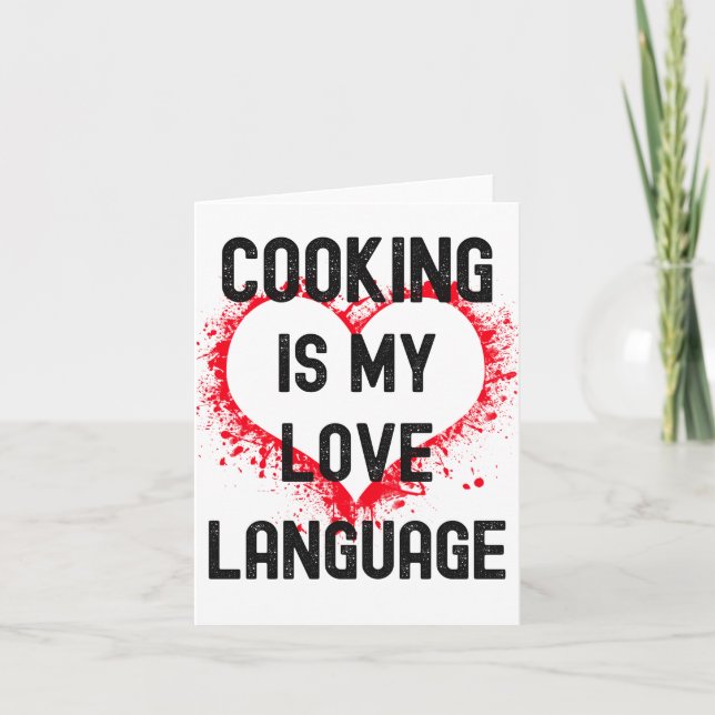 Tarjeta Cocinar es mi lenguaje de amor, la comida es mi am (Anverso)