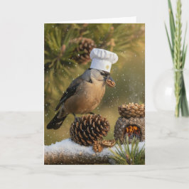 Tarjeta Cocinero de Invierno Cascanueces Pájaro