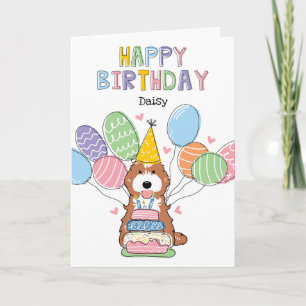 Tarjeta Cockapoo Blanco Rojo Cavapoo Perro Feliz cumpleaño