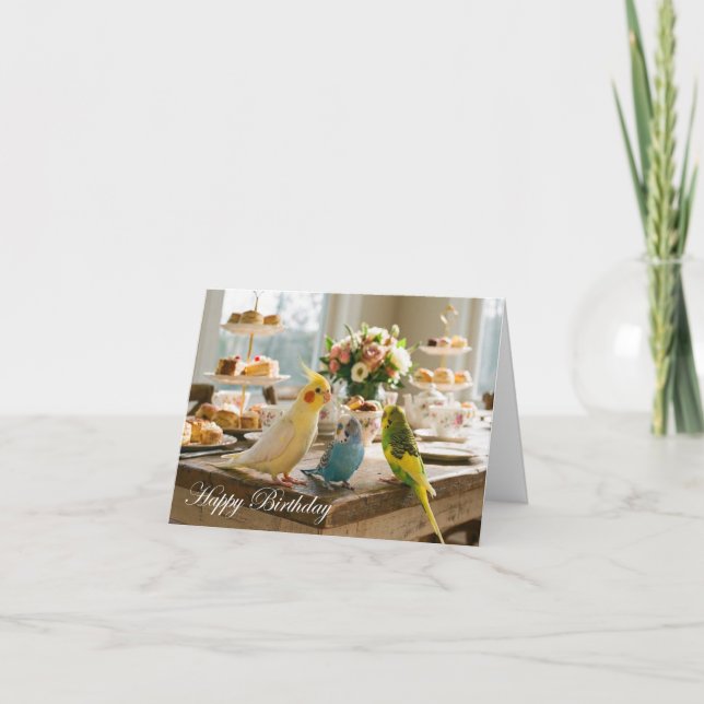 Tarjeta Cockatiel Parakeet Budgies Pet Bird Lover Birthday (Anverso)