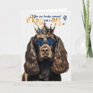 Tarjeta Cocker de chocolate perro rey por un día divertido