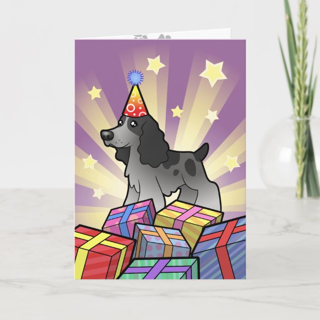 Tarjeta Cocker Español en inglés de cumpleaños (Anverso)