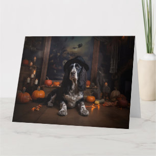 Tarjeta Cocker inglés Spaniel Pumpkins Halloween Scary
