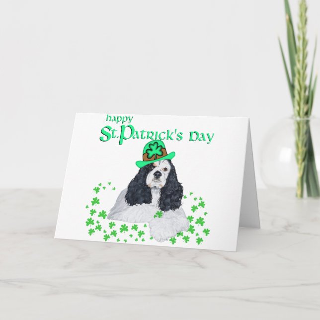 Tarjeta Cocker Spaniel Americano Día de San Patricio (Anverso)