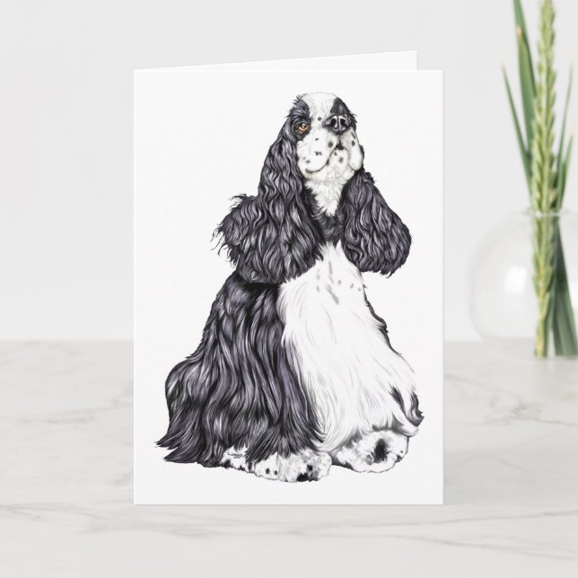 Tarjeta Cocker Spaniel BW Parti (Anverso)