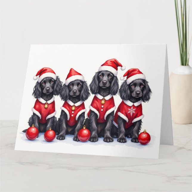 Tarjeta Cocker Spaniel Christmas Dress Santa Hat (Anverso)