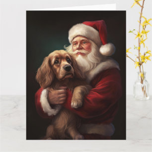 Tarjeta Cocker Spaniel con Navidades festivos de Santa Cla