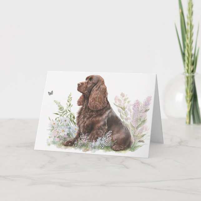 Tarjeta Cocker Spaniel de chocolate de cumpleaños (Anverso)