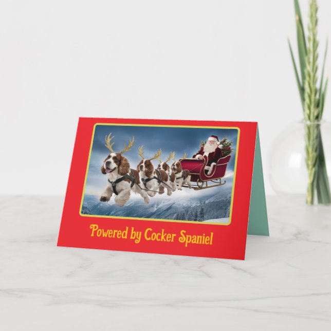 Tarjeta Cocker Spaniel divertido en Navidad (Anverso)