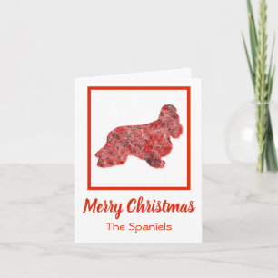 Tarjeta Cocker Spaniel Dog Silhouette Red Merry Christmas