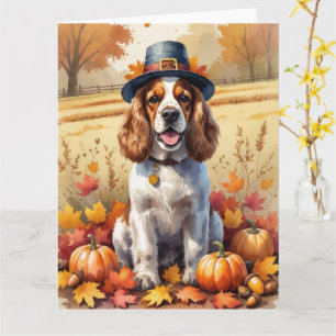 Tarjeta Cocker Spaniel en Hojas de Otoño Arte de Acción de