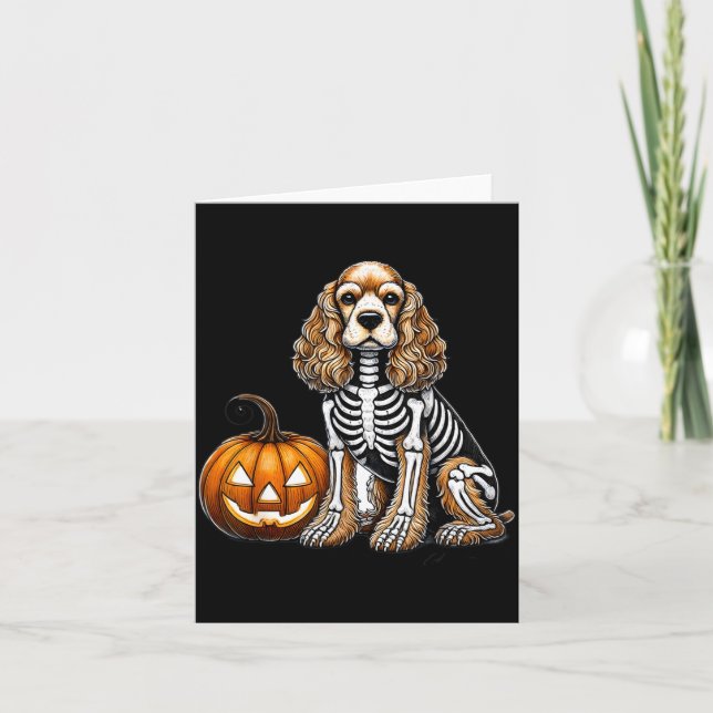 Tarjeta Cocker Spaniel Esqueleto Jack O Linterna Divertido (Anverso)