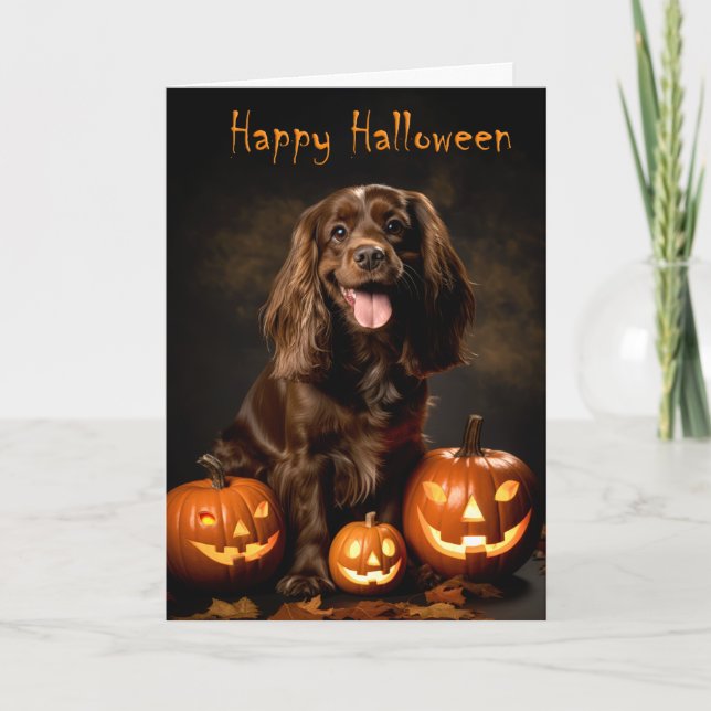Tarjeta Cocker Spaniel Halloween (Anverso)