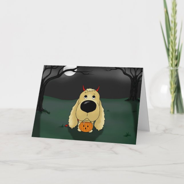 Tarjeta Cocker Spaniel Halloween (Anverso)