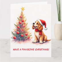 Cocker Spaniel ilustrado y árbol de Navidad