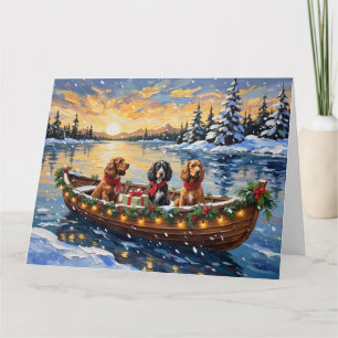 Tarjeta Cocker Spaniel Navidad Barco Fiesta