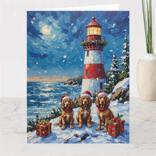 Tarjeta Cocker Spaniel Navidad Faro Fiesta