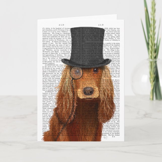 Tarjeta Cocker Spaniel, zanahoria formal y Gorra (Anverso)