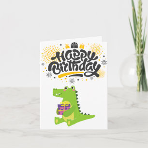 Tarjeta Cocodrilo Brillante y Divertido Feliz Cumpleaños