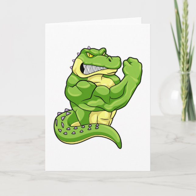 Tarjeta Cocodrilo como constructor de cuerpos con músculos (Anverso)
