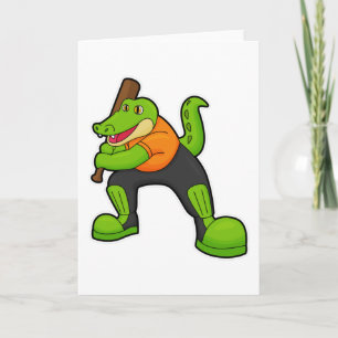 Tarjeta Cocodrilo en Cricket con bate de cricket