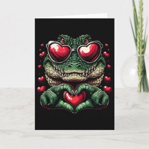Tarjeta Cocodrilo Mano Signo Corazón Hombres Mujeres Croco