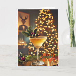 Tarjeta Cóctel de Navidad de mediados de siglo Alegre y Br