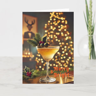 Tarjeta Cóctel de Navidad de mediados de siglo Alegre y Br