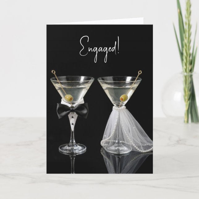 Tarjeta Cócteles de Martini de Felicitación de Compromiso (Anverso)