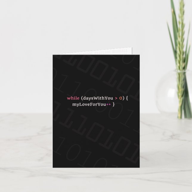 Tarjeta Código de programación Javascript Nerds Valentines (Anverso)
