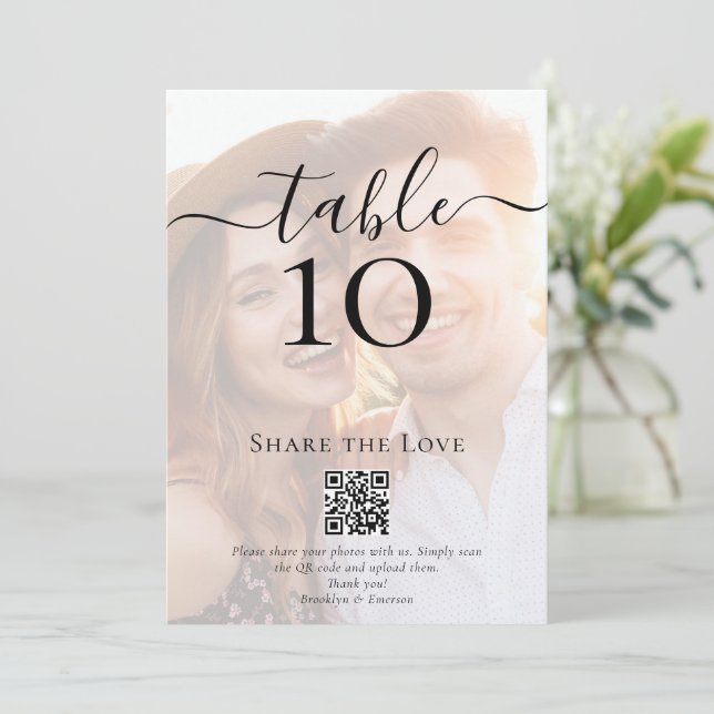 Tarjeta Código QR Comparte el número de tabla de Boda de f (Anverso de pie)