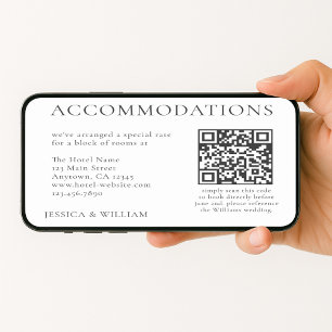 Tarjeta Código QR de alojamiento de hotel para boda minima