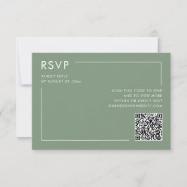 Tarjeta Código QR de foto en verde salvia para RSVP de bod