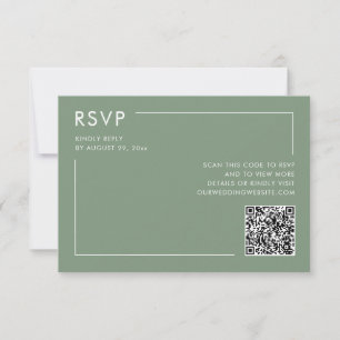 Tarjeta Código QR de foto en verde salvia para RSVP de bod