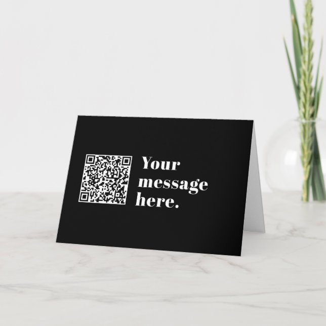 Tarjeta Código QR editable y texto retro-moderno (Anverso)