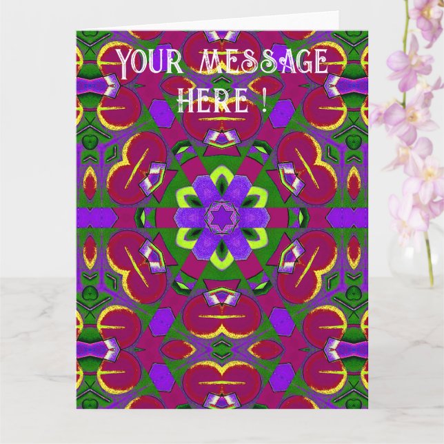 Tarjeta Cœurs kaléidoscope - Hearts painting kaleidoscope (Orquídea)