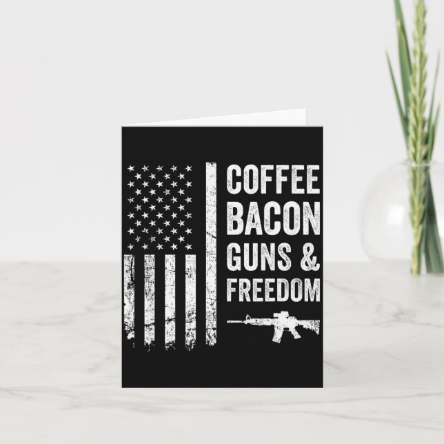 Tarjeta Coffee Bacon Guns &amp; Dom - Bbq Grill Funny Gun  (Anverso)