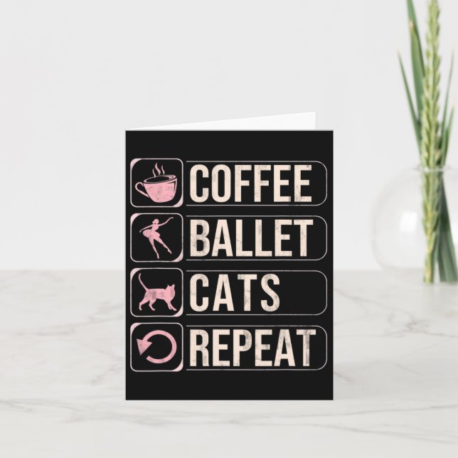 Tarjeta Coffee Ballet Cats repiten baile divertido (Anverso)
