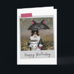 Tarjeta Coffee del día lluvioso Calico Cat Funny Birthday<br><div class="desc">¡Brilla el cumpleaños de cualquier amante de los gatos con este maravilloso y divertido diseño felino!</div>
