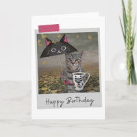 Coffee del día lluvioso Tabby Cat Funny Birthday C