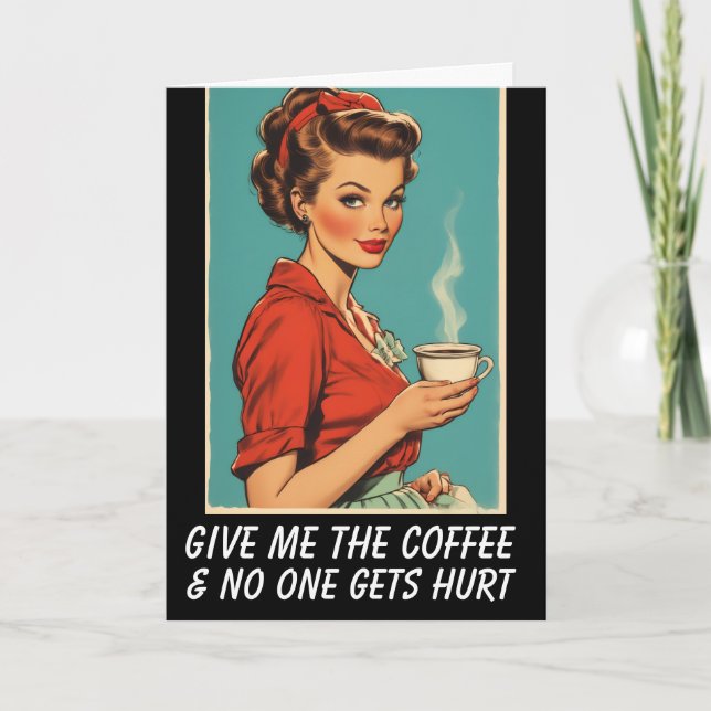 Tarjeta COFFEE HELLO RETRO HOUSEWIFE Greeting Card (Anverso)